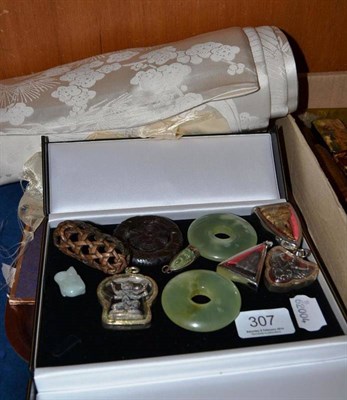 Lot 307 - A small case of Oriental jewellery and an Obe