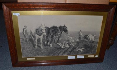 Lot 324 - After Lucy Kemp-Welsh engraved by Herbert Sedcole, Ploughing scene, signed by both to margin,...