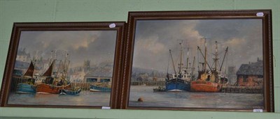 Lot 328 - Jack Rigg (b.1927) ";Scottish Haven"; and ";South Devon Fishers"; each signed, oil on canvas (2)
