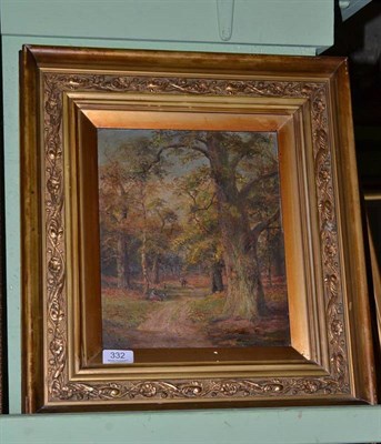 Lot 332 - William L Turner (1867-1936) 'Spring Time in the Forest, Keswick', oil on panel, signed...