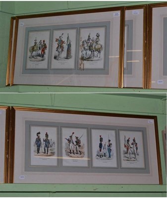 Lot 335 - A set of twenty-three military prints framed as six