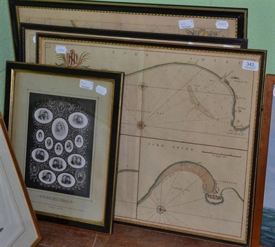 Lot 342 - A map of Holy Island, a map of the River Humber, a map of Burlington Bay, Scarborough and...
