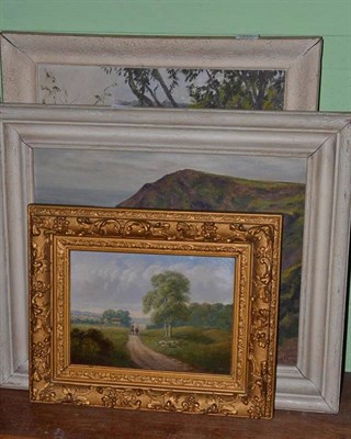 Lot 345 - Ernest Knight (1915-1995), two signed oils on canvas together with a landscape of a figure and...