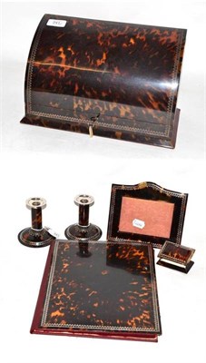 Lot 241 - An Edwardian Tortoiseshell Stationery Table Cabinet, of rectangular section, the tortoiseshell...