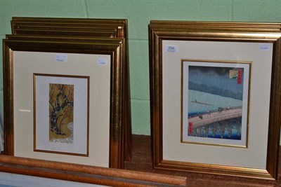 Lot 356 - A collection of nine Oriental prints, framed and glazed (one cracked)