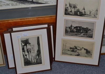 Lot 364 - Hester Frood (1882-1971) eight etchings depicting Continental townscapes (8)