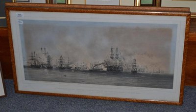 Lot 365 - Two Naval prints; 'Attack Upon The Sea Defences of Sevastopol By The Combined Fleets, October...