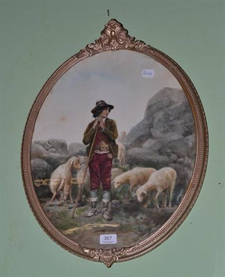 Lot 367 - Watercolour of an Italian shepherd with sheep
