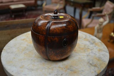 Lot 244 - A Continental Turned and Stained Fruitwood Cantaloupe Melon Tea Caddy, probably 19th century,...