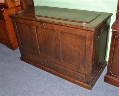 Lot 386 - An 18th century oak mule chest