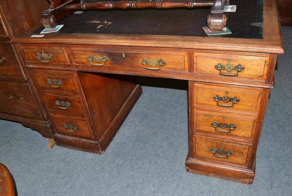 Lot 398 - Victorian mahogany pedestal desk stamped 'T Wilson, 63 Great Queen Street, London'