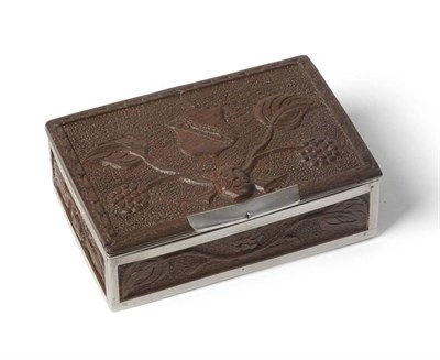 Lot 247 - A Shakespeare Commemorative Carved and White Metal Mounted Mulberry Wood Snuff Box, of...