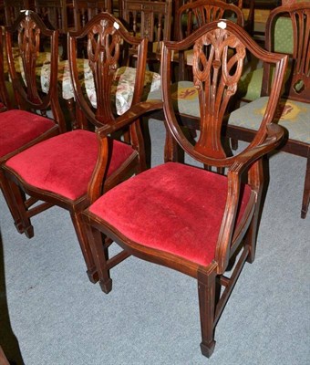 Lot 435 - A set of six George II style shield-back dining chairs