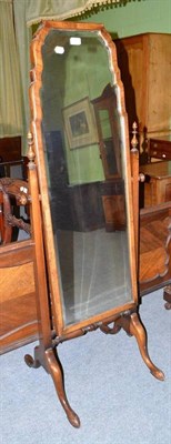 Lot 464 - A 19th century walnut cheval mirror