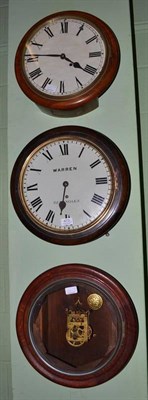 Lot 473 - Three wall timepieces (one dial missing)