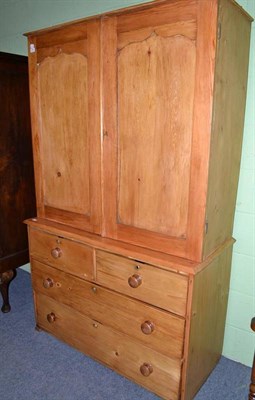 Lot 474 - Pine chest with cupboard top