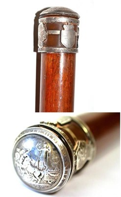 Lot 256 - A Vittorio Emanuele III Commemorative Walking Cane, circa 1914, the tapering mahogany shaft...