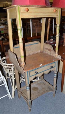 Lot 547 - A painted pine washstand and another