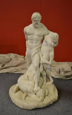 Lot 264 - A White Marble Figure Group Statue, after the Antique: depicting Hercules holding Delanira, his...