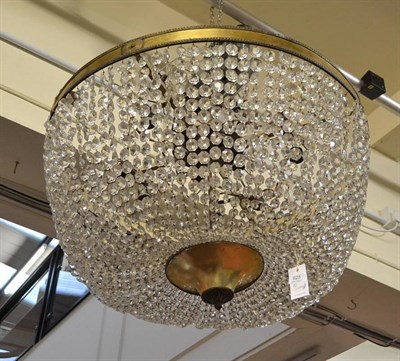 Lot 625 - A large modern cut glass bag light fitting