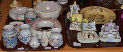 Lot 33 - Ten pieces of Poole pottery, four Coalport houses and a Wedgwood bowl (15)