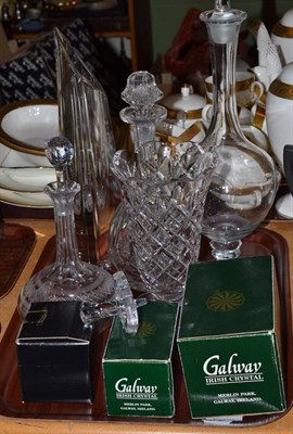 Lot 64 - Tray of decorative glassware including a Waterford crystal vase, Baccarat vase, etc