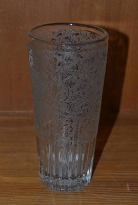 Lot 73 - An early 20th century cut and etched glass vase decorated with birds and flowers