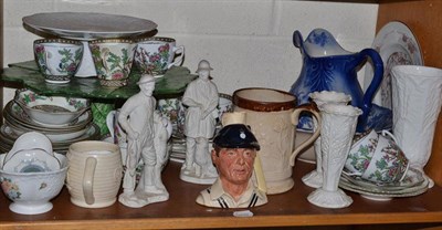 Lot 123 - Quantity of assorted Coalport china, Doulton character jug, cake stand, antler servers etc