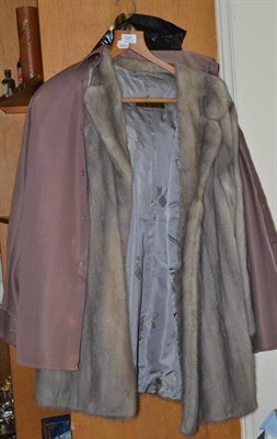 Lot 127 - A silver mink jacket and hat and a shirt