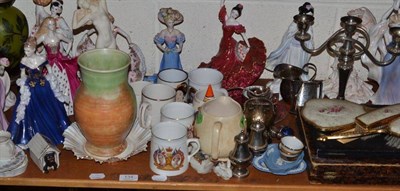 Lot 134 - Assorted Royal Worcester and Coalport figures, tea wares, decorative ceramics, glass, plated wares