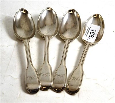 Lot 166 - Set of four silver tablespoons