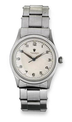 Lot 285 - A Stainless Steel Automatic Centre Seconds Wristwatch, signed Rolex, Oyster, Perpetual, Ref:...