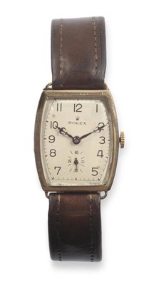 Lot 287 - A 9ct Gold Tonneau Shaped Wristwatch, signed Rolex, 1924, lever movement signed Rolex Extra...