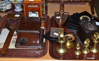 Lot 191 - Two Edwardian perpetual calendars, a coffee mill, three silhouettes, three reproduction...