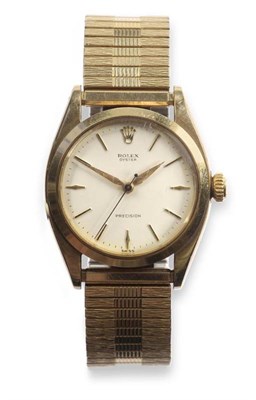 Lot 288 - A 9ct Gold Centre Seconds Wristwatch, signed Rolex, Oyster, Precision, Ref: 6426/6427, 1959,...