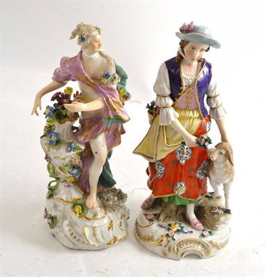 Lot 217 - An 18th century Meissen figure representing Spring from the Four Seasons, and later model of a...