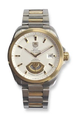 Lot 290 - A Steel and Gold Automatic Calendar Wristwatch, signed Tag Heuer, Grand Carrera Calibre 6,...