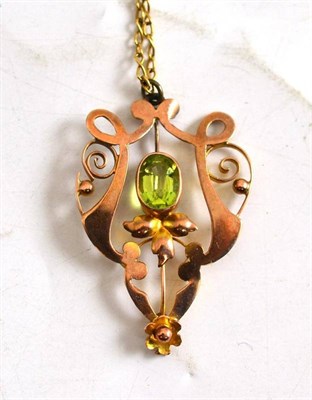 Lot 246 - A peridot set pendant, circa 1900 (a.f.)