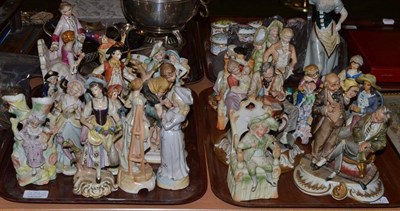 Lot 274 - Two trays of Victorian and later Continental bisque figures of women, men and children