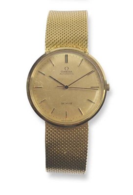 Lot 296 - An 18ct Gold Automatic Centre Seconds Wristwatch, signed Omega, model: De Ville, circa 1966,...