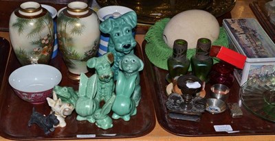 Lot 302 - Two trays including T G Green storage jars, pair of Japanese Satsuma vases, Sylvac, Doulton, an...