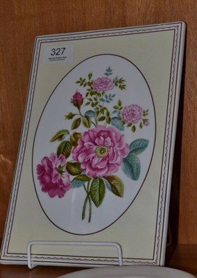 Lot 327 - A Royal Worcester plaque 'Damask Rose and Rose de Meux'