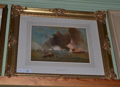 Lot 352 - Circle of Clarkson Stanfield R.A. (19th century), boats on a stormy sea, signed watercolour