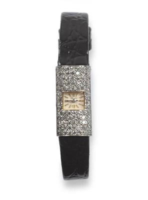 Lot 302 - A Lady's 18ct White Gold Diamond Set Wristwatch, signed Chopard, circa 1950, lever movement...