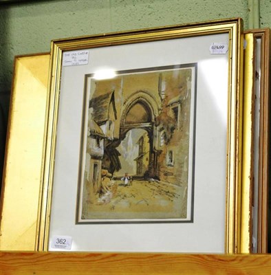 Lot 362 - John T Hazel, The Old Castle, signed watercolour, together with F Thompson, The River Tees...