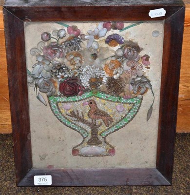 Lot 375 - Shell picture depicting a vase and flowers