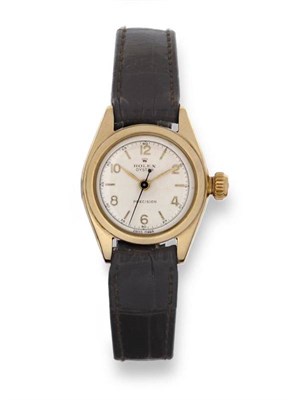 Lot 304 - A Lady's Gold Plated and Steel Centre Seconds Wristwatch, signed Rolex, Oyster Precision, Ref:...