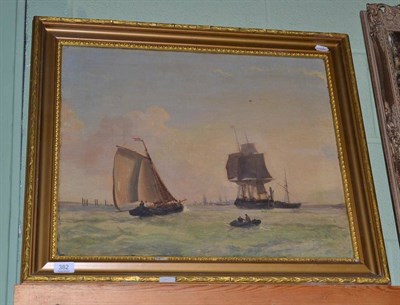 Lot 382 - (19th century), Boats in choppy seas, oil on canvas