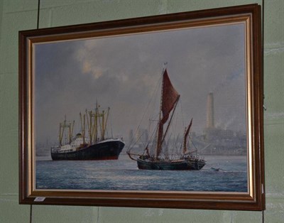 Lot 402 - Jack Rigg (b.1927) ";S B Thalatta"; on the Thames, signed, inscribed verso with title, oil on...