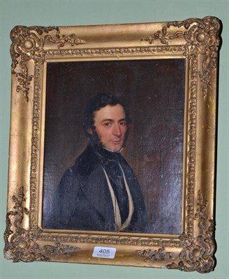 Lot 405 - A 19th century oil portrait of a gentleman